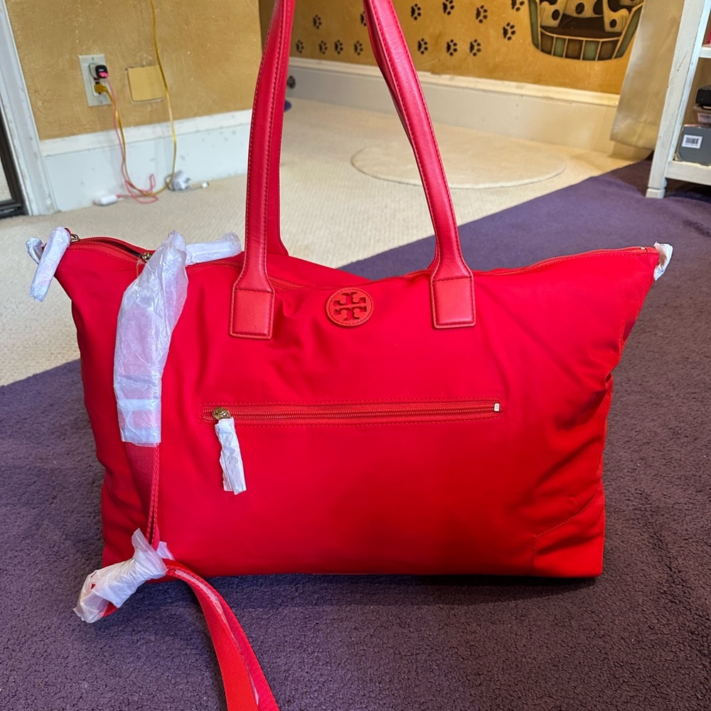 Tory Burch Red Tote Bold Design